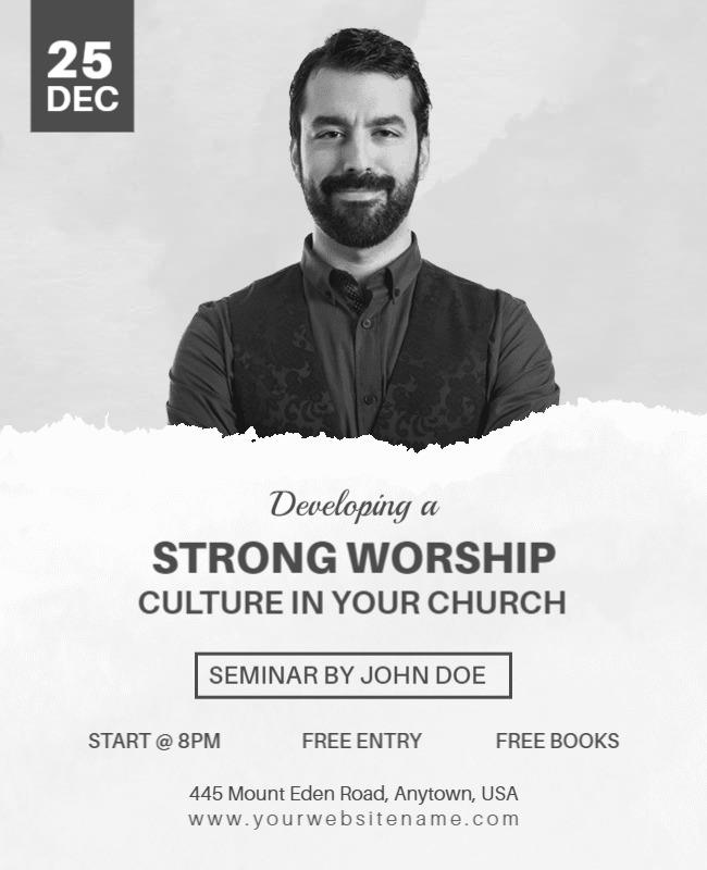 Church Worship Development Seminar Flyer Template