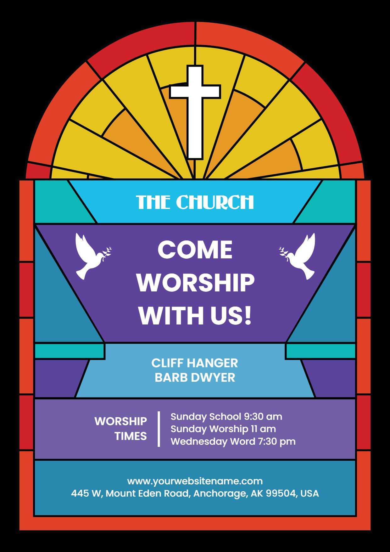 Church Worship Invitation A4 Flyer Template