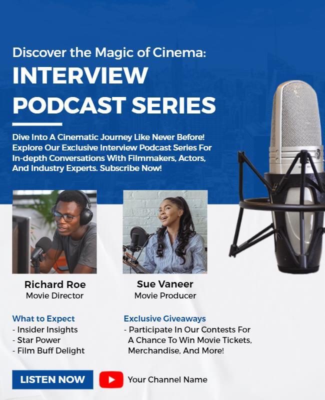 Cinematic Interview Podcast Series Promotion Flyer Template