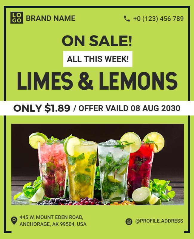 Citrus Fruit Sale Promotional Flyer Template