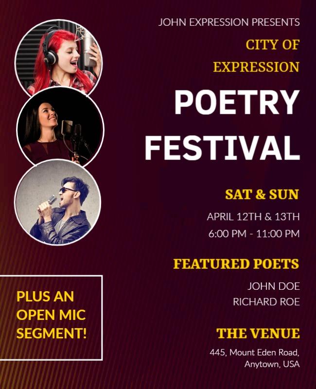 City Poetry Festival with Open Mic Flyer Template