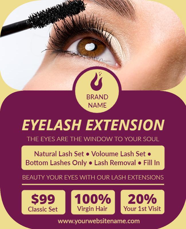 Claret and Chalky Eye Lash Beauty Flyer Template