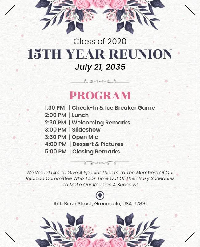 Class Reunion Event Invitation Flyer Template