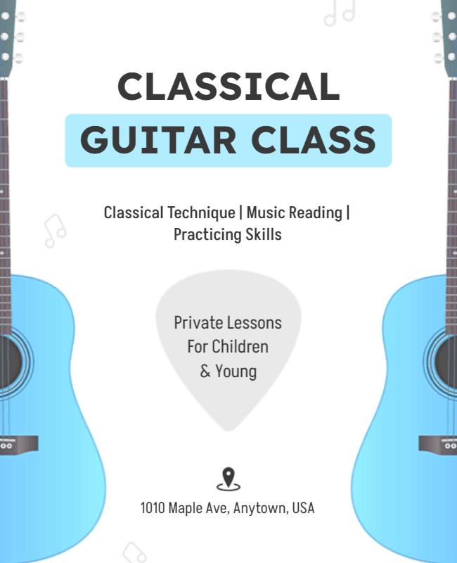 Classical Guitar Lessons Promotional Flyer Template