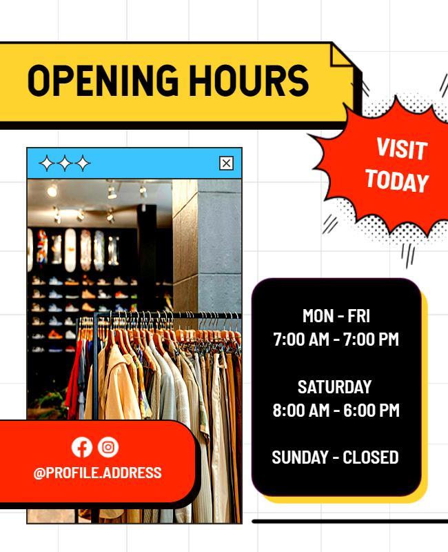 Clothing Store Opening Hours Flyer Template