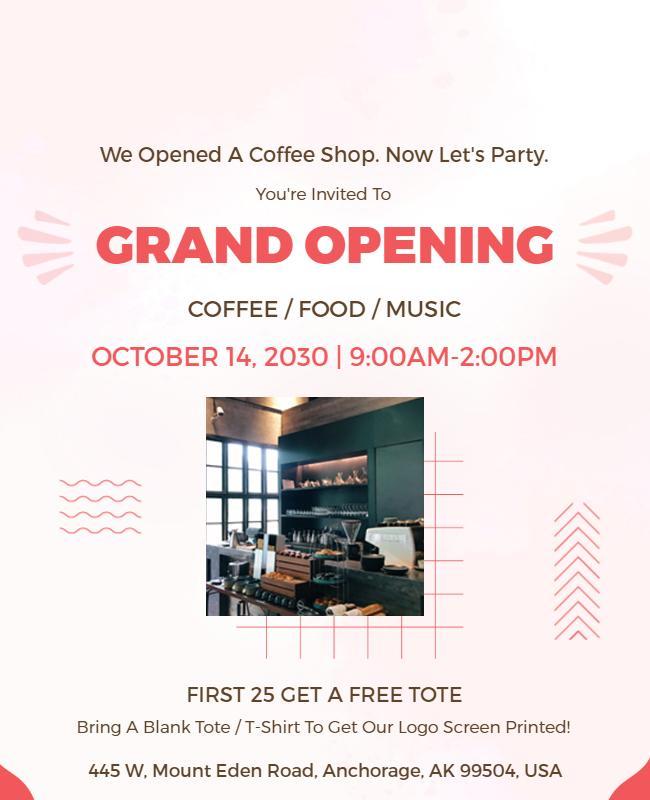 Coffee Shop Grand Opening Event Flyer Template