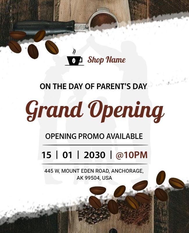 Coffee Shop Grand Opening Event Flyer Template