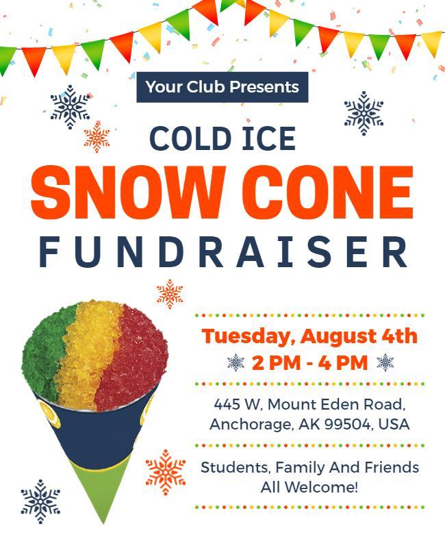 Cold Ice Snow Cone Fundraiser Flyer Template