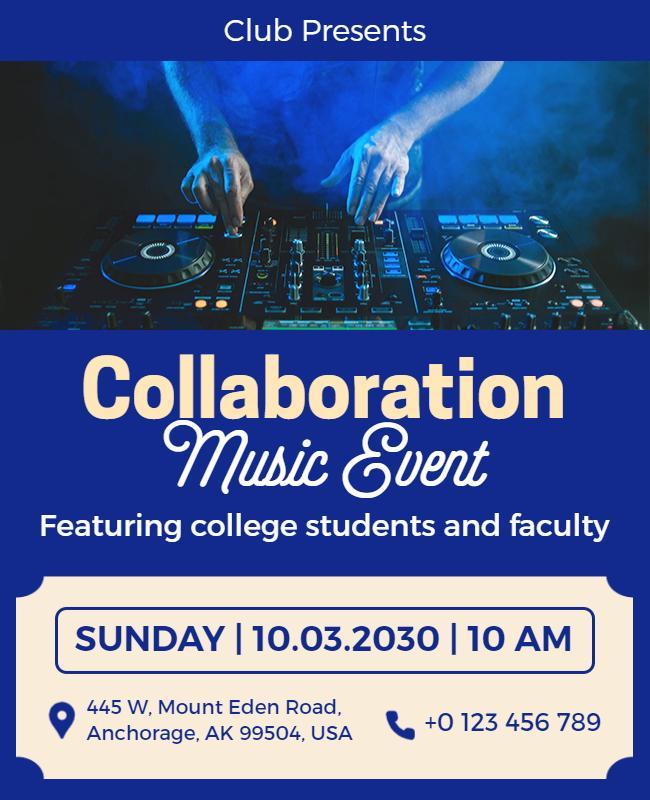 College Collaboration Music Event Flyer Template