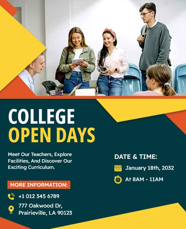 College Open Days Information Session Flyer Template