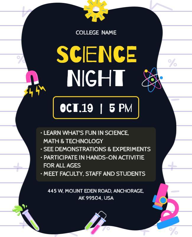 College Science Night Event Flyer Template