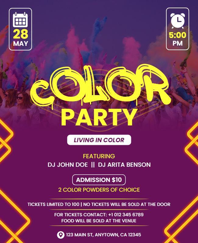 Color Party Event Celebration Flyer Template