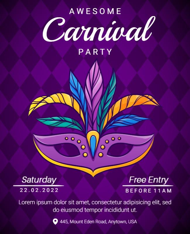 Colorful Carnival Mask Party Flyer Template