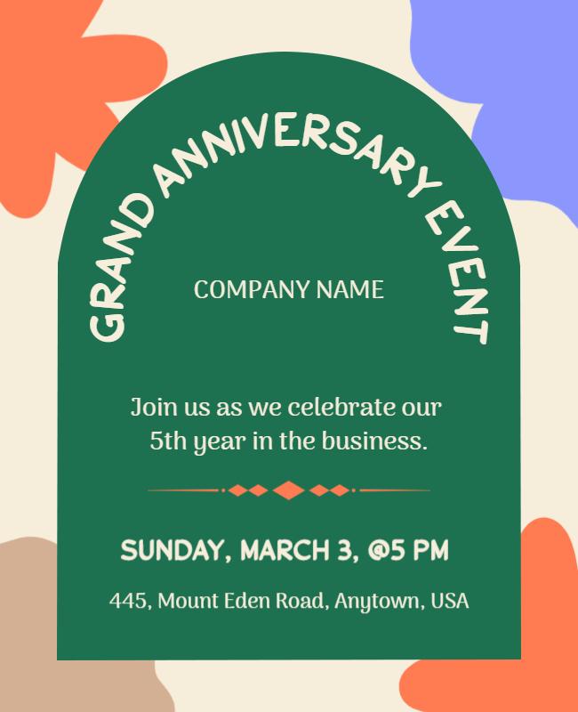 Colorful Grand Anniversary Event Poster Template