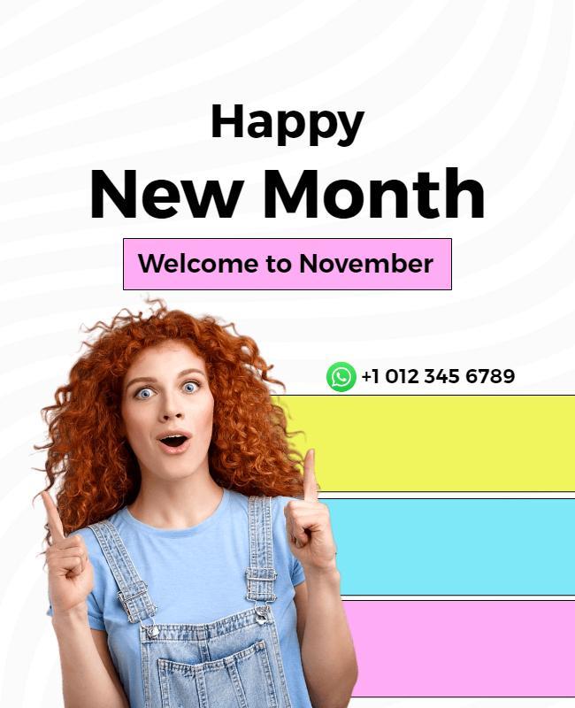 Colorful Happy New Month Announcement Flyer Template