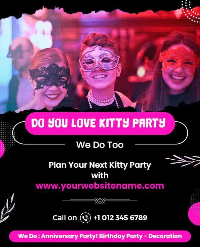 Colorful Kitty Party Celebration Invitation Flyer Template