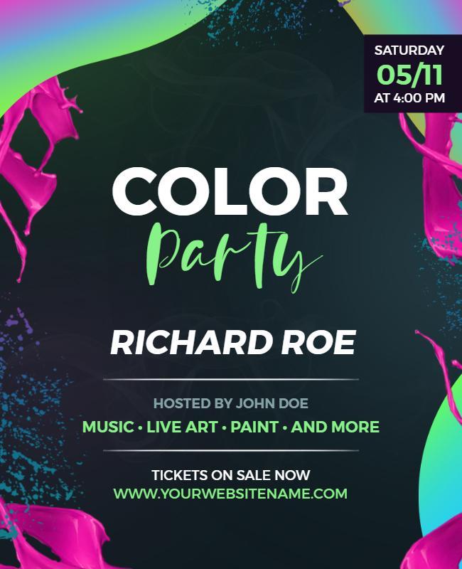 Colorful Music and Art Party Flyer Template