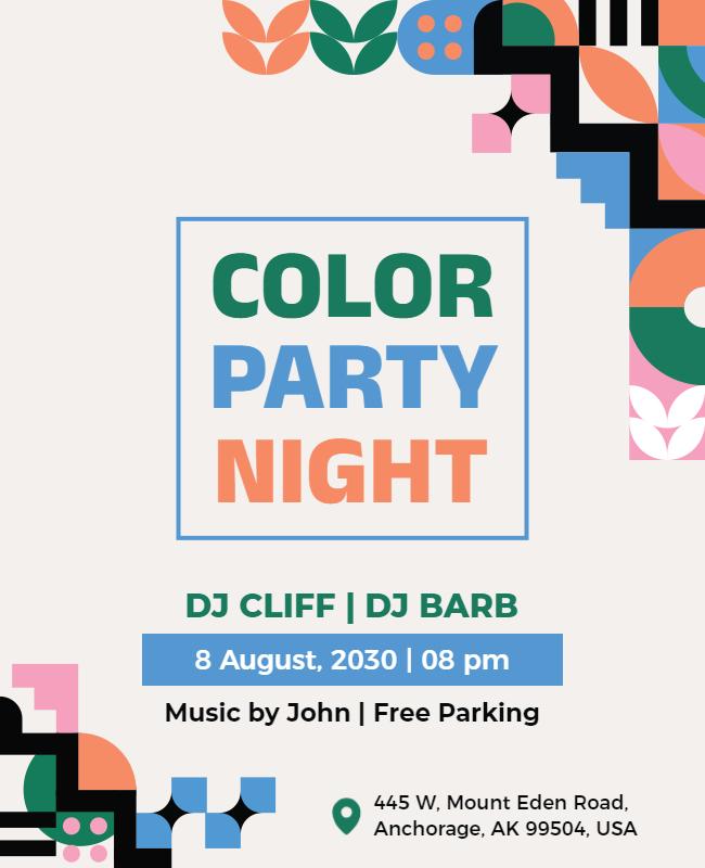 Colorful Night Party Event Flyer Template