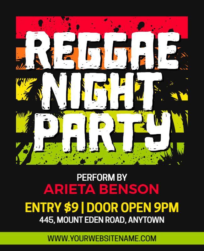 Colorful Reggae Night Party Poster Template