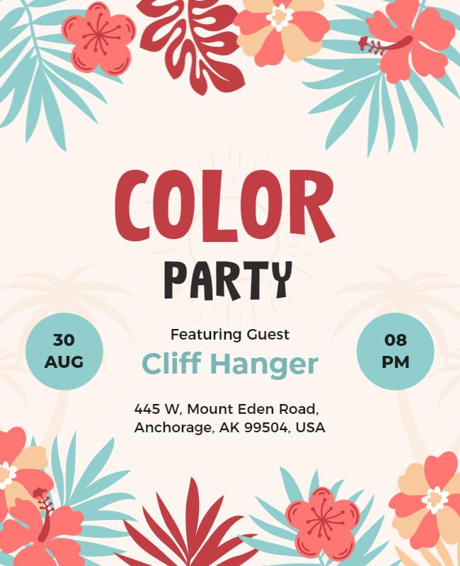 Colorful Tropical Party Event Flyer Template