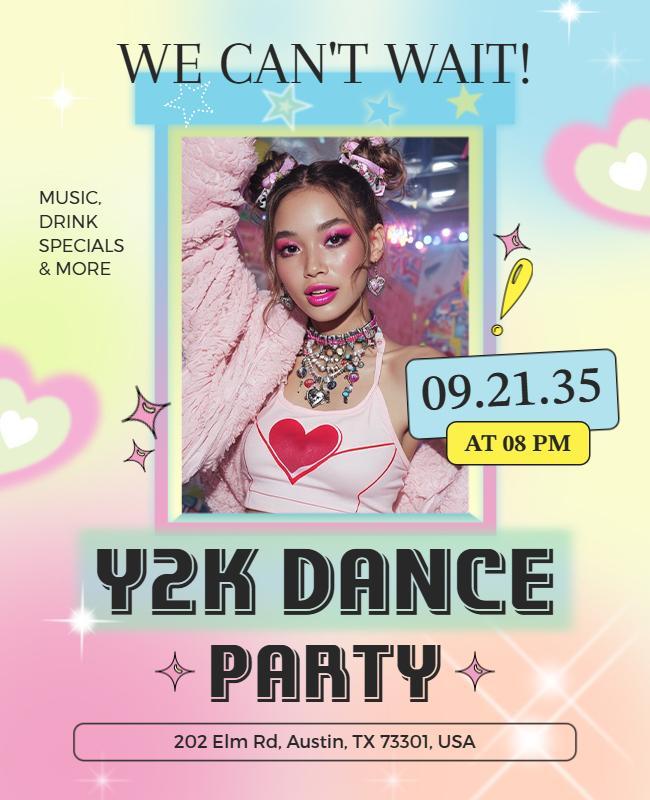 Colorful Y2k Dance Party Flyer Template