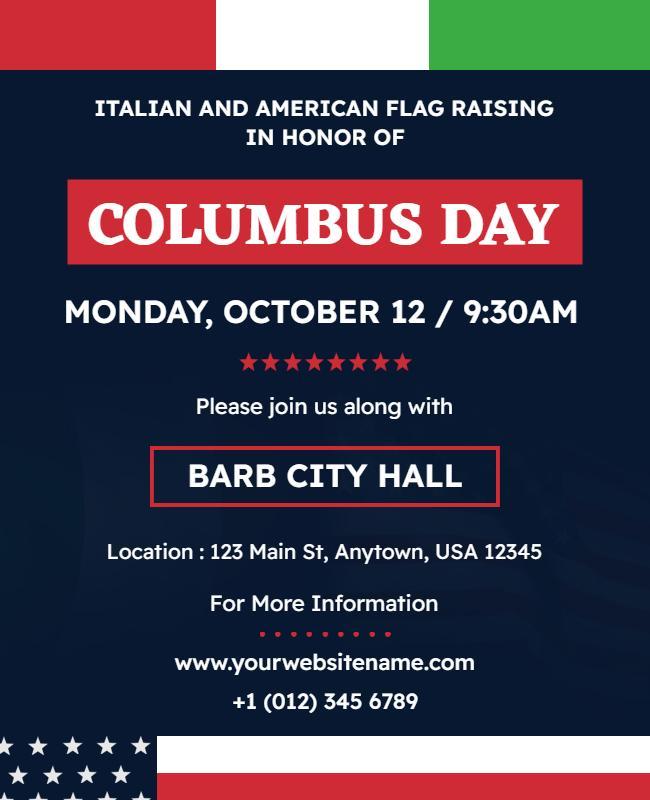 Columbus Day Celebration Event Flyer Template