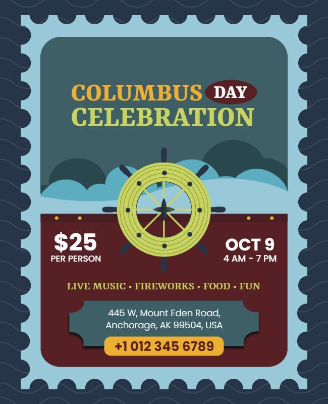 Columbus Day Celebration Event Flyer Template