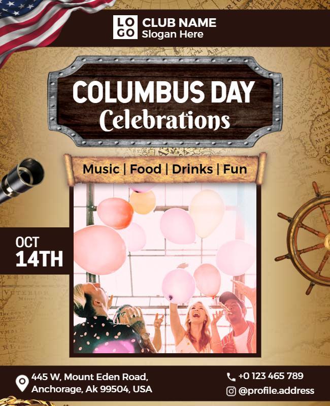 Columbus Day Celebration Event Flyer Template