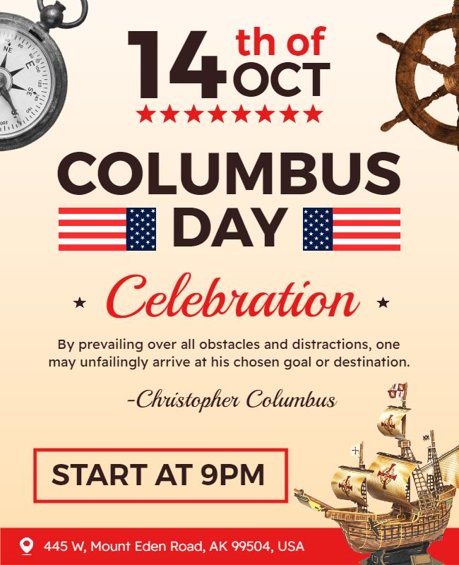 Columbus Day Celebration Event Flyer Template