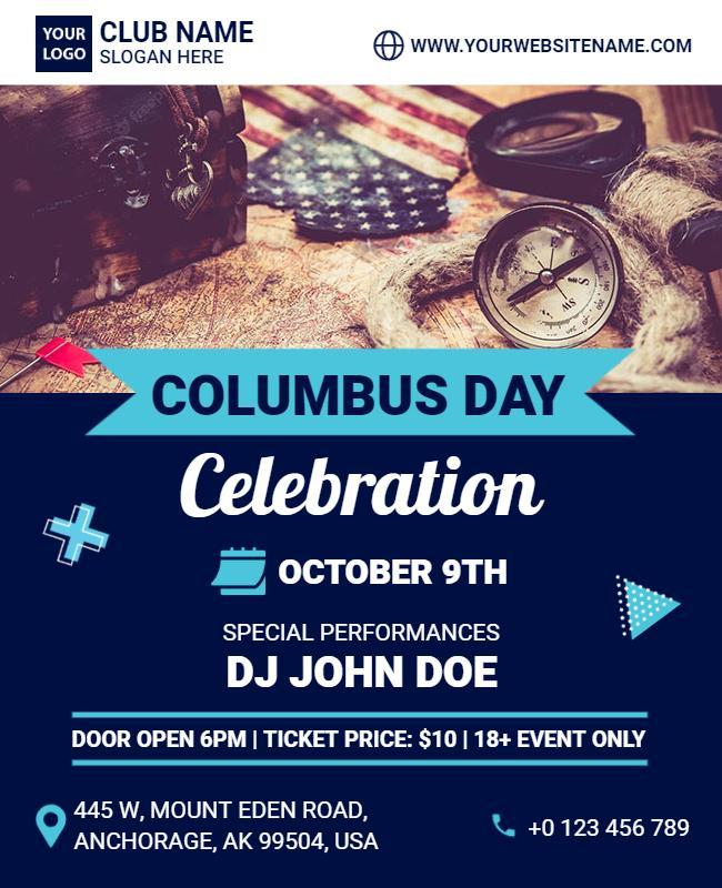 Columbus Day Celebration Event Flyer Template