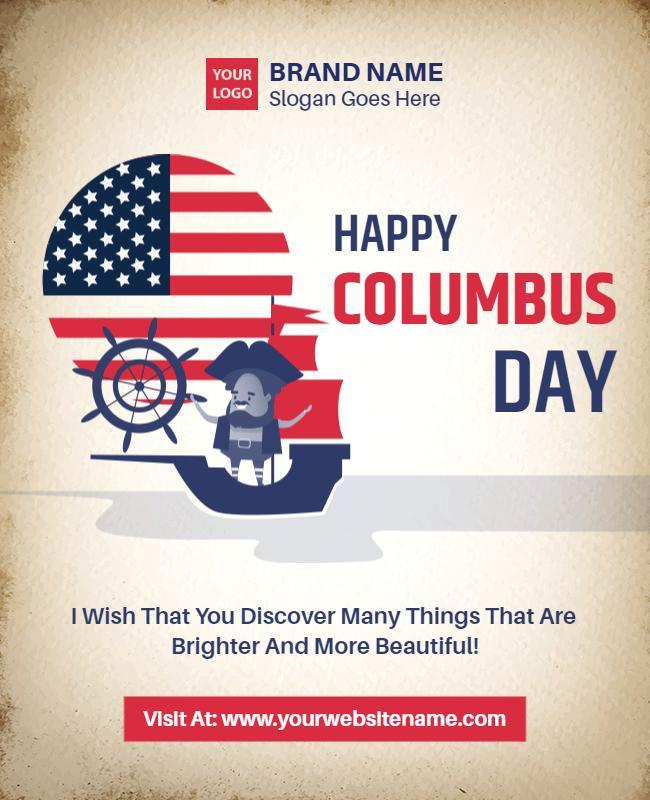 Columbus Day Celebration Flyer with Patriotic Theme Template