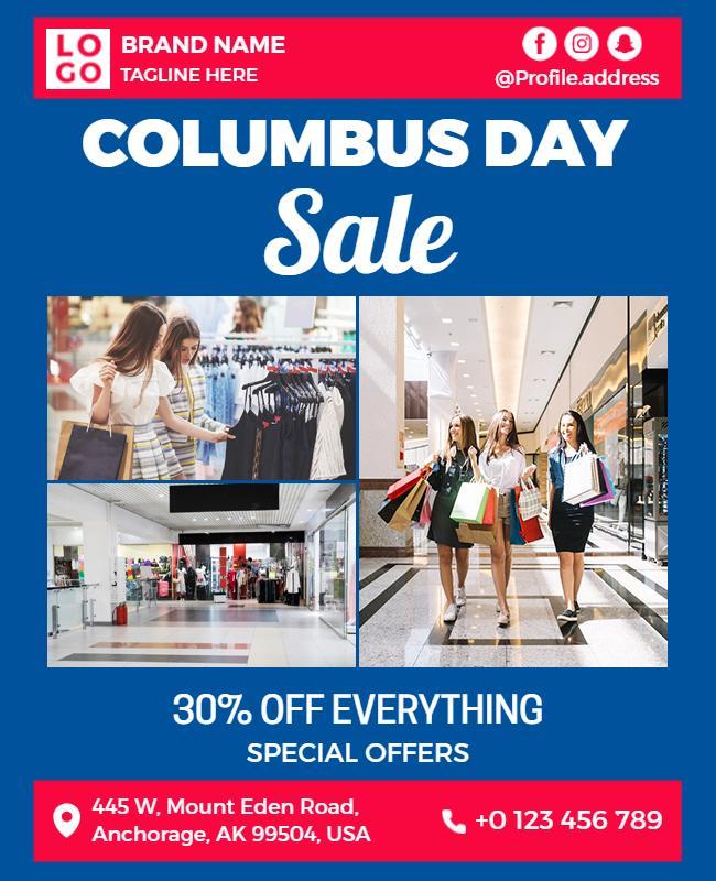 Columbus Day Shopping Sale Flyer Template