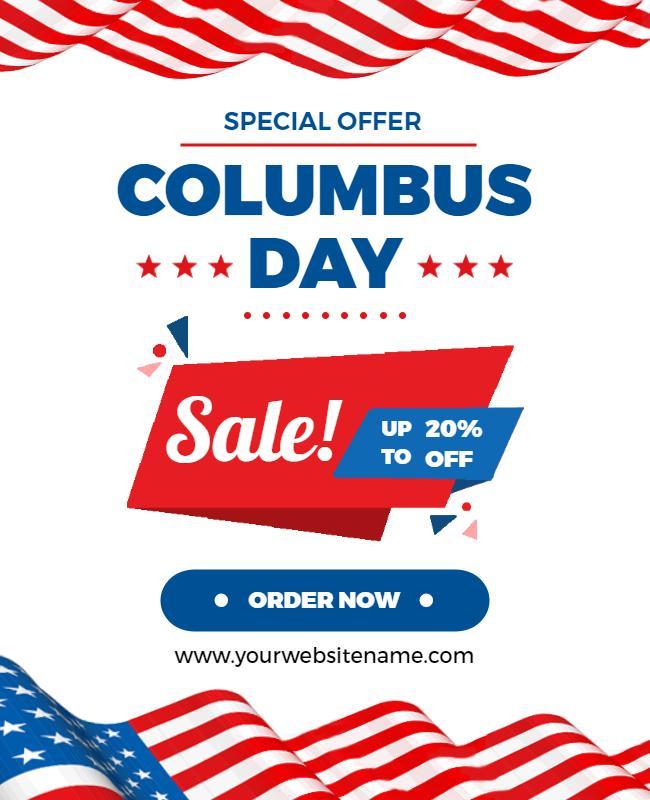 Columbus Day Special Offer Sale Flyer Template