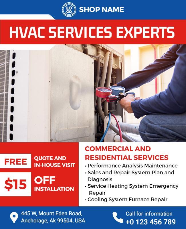 Commercial and Residential Hvac Services Flyer Template