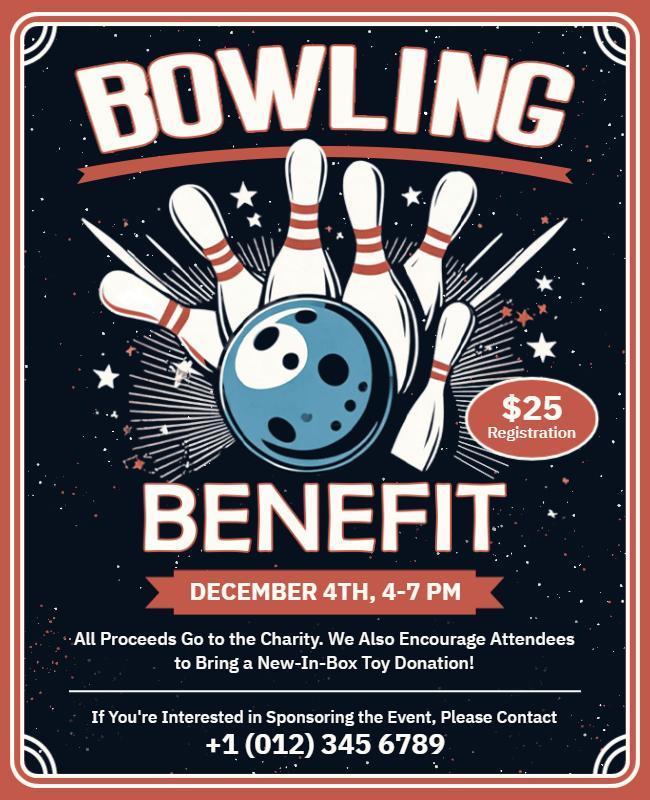 Community Bowling Charity Benefit Flyer Template