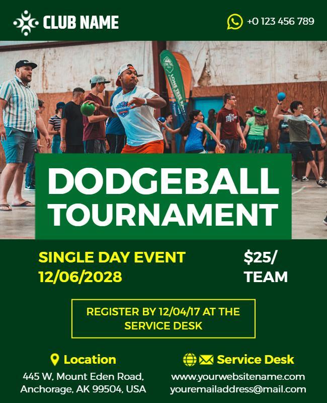 Community Dodgeball Tournament Event Flyer Template