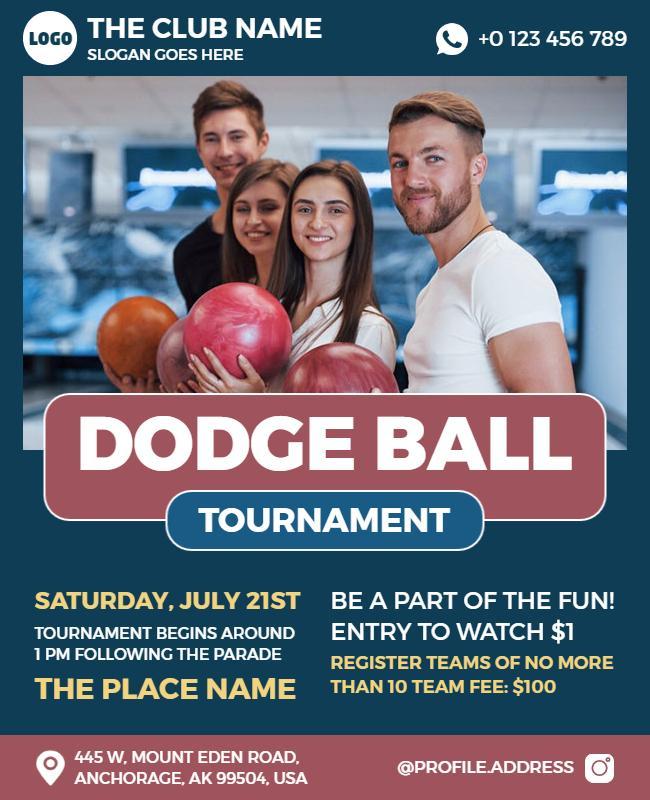 Community Dodgeball Tournament Flyer Template