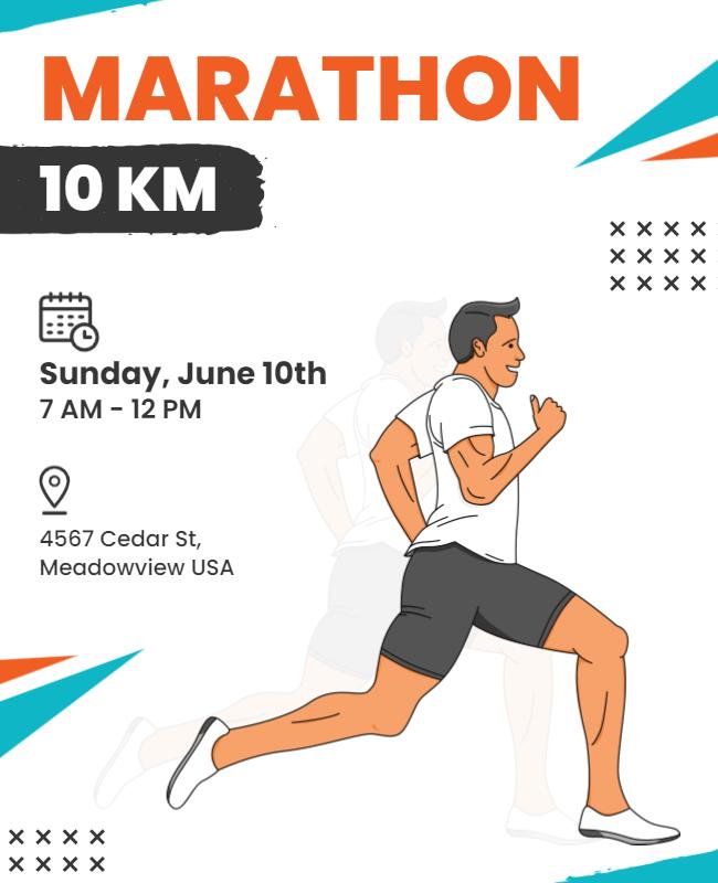 Community Marathon 10k Race Event Flyer Template