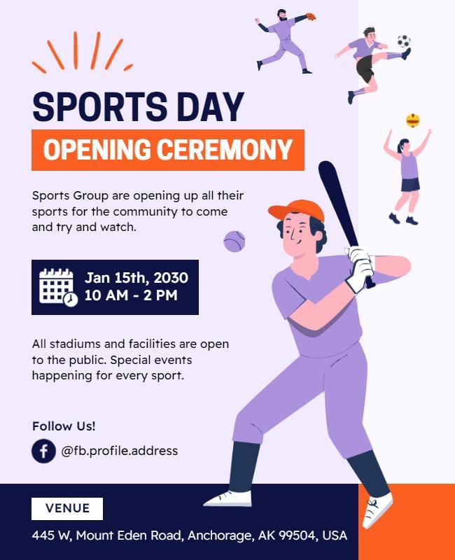 Community Sports Day Opening Ceremony Flyer Template