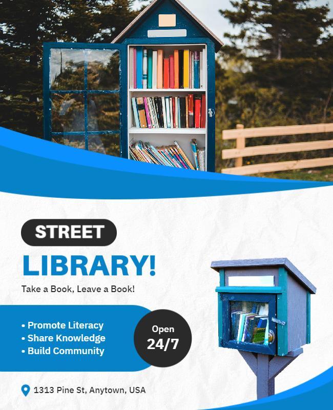 Community Street Library Book Exchange Flyer Template