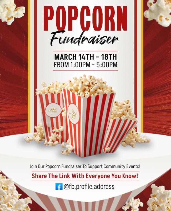 Community Support Popcorn Fundraiser Flyer Template