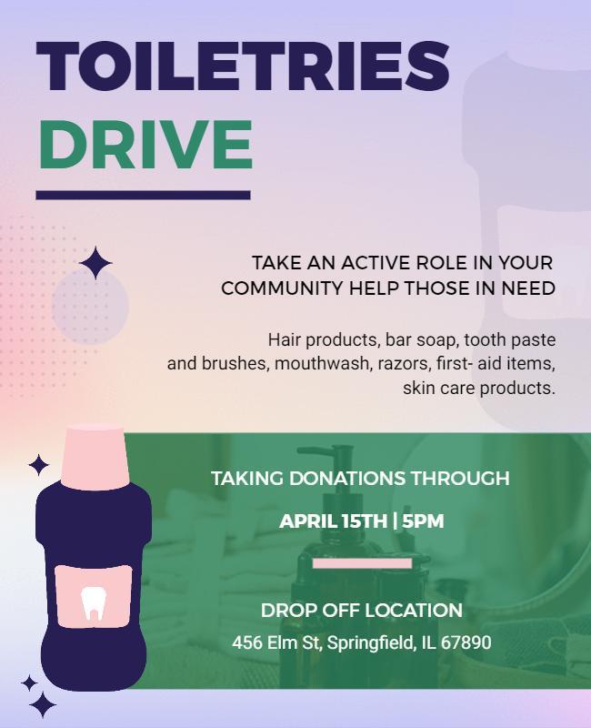 Community Toiletries Donation Drive Flyer Template