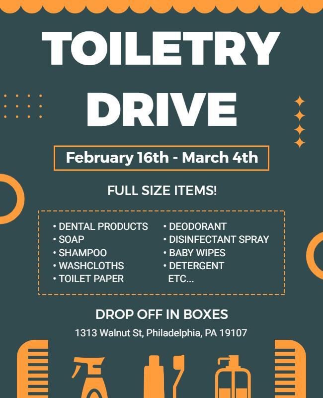 Community Toiletry Donation Drive Flyer Template