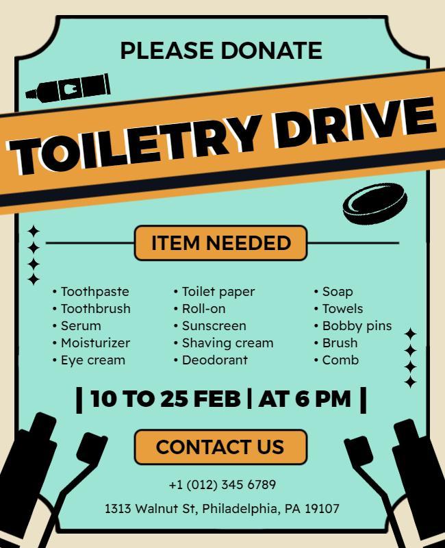 Community Toiletry Donation Drive Flyer Template