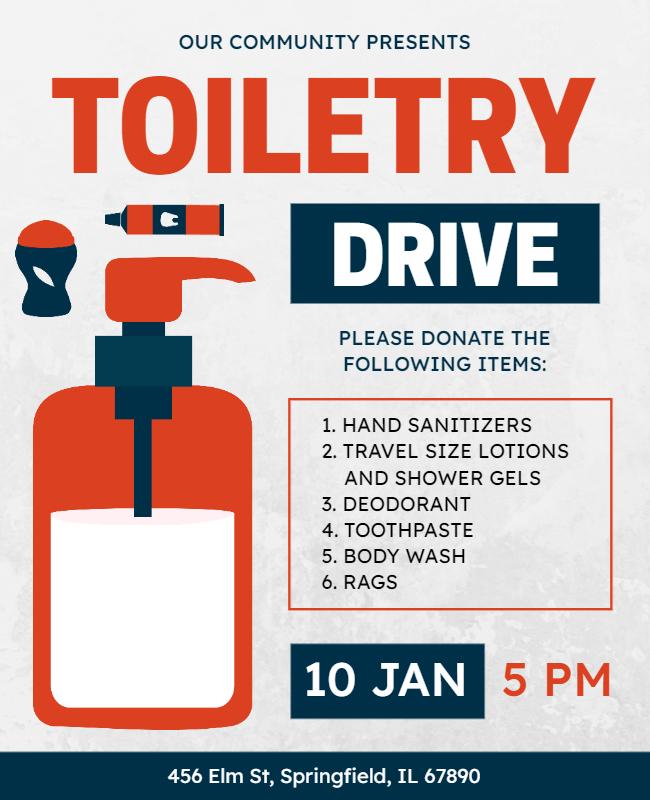 Community Toiletry Donation Drive Flyer Template