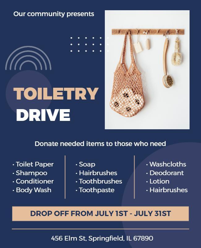 Community Toiletry Donation Drive Flyer Template