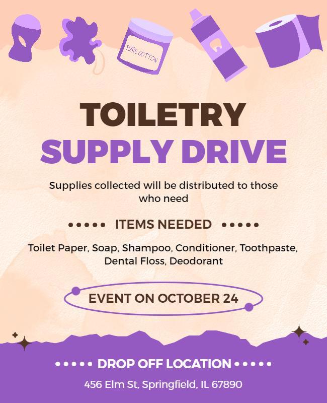 Community Toiletry Supply Drive Event Flyer Template