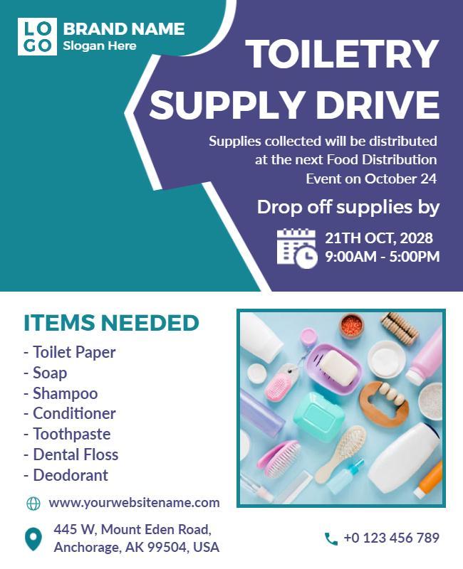 Community Toiletry Supply Drive Flyer Template