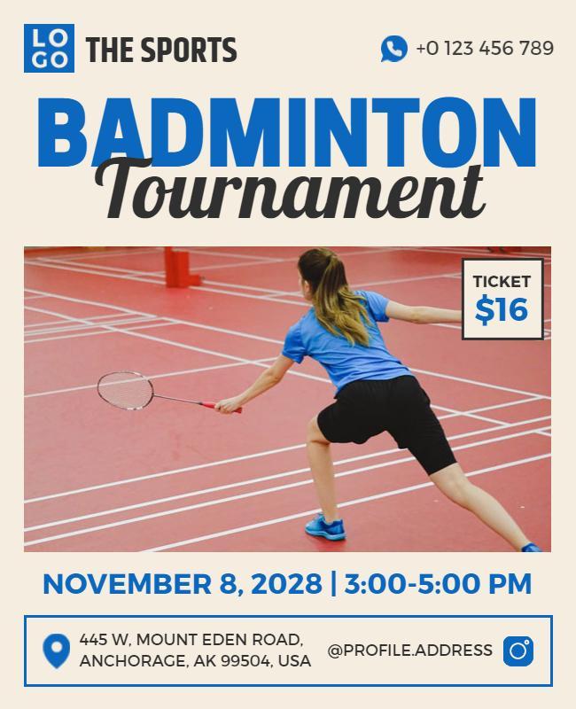 Competitive Badminton Tournament Event Flyer Template