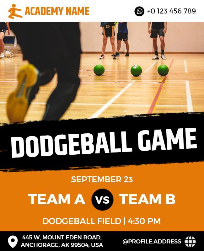 Competitive Indoor Dodgeball Game Event Flyer Template